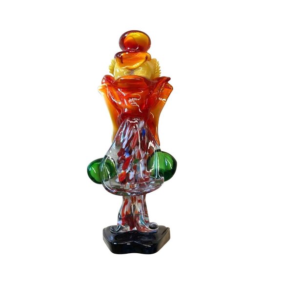 MURANO Colorful Hand Blown Art Glass Clown- about 10'' Tall - Vintage (1960s)